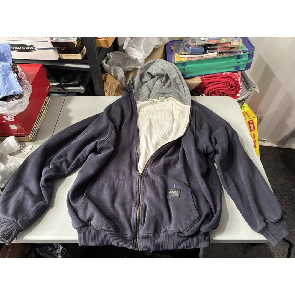Vtg Key Apparel Thermal‎ Lined Heavyweight Sweatshirt Navy 2XLT